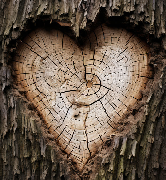 wood carved heart